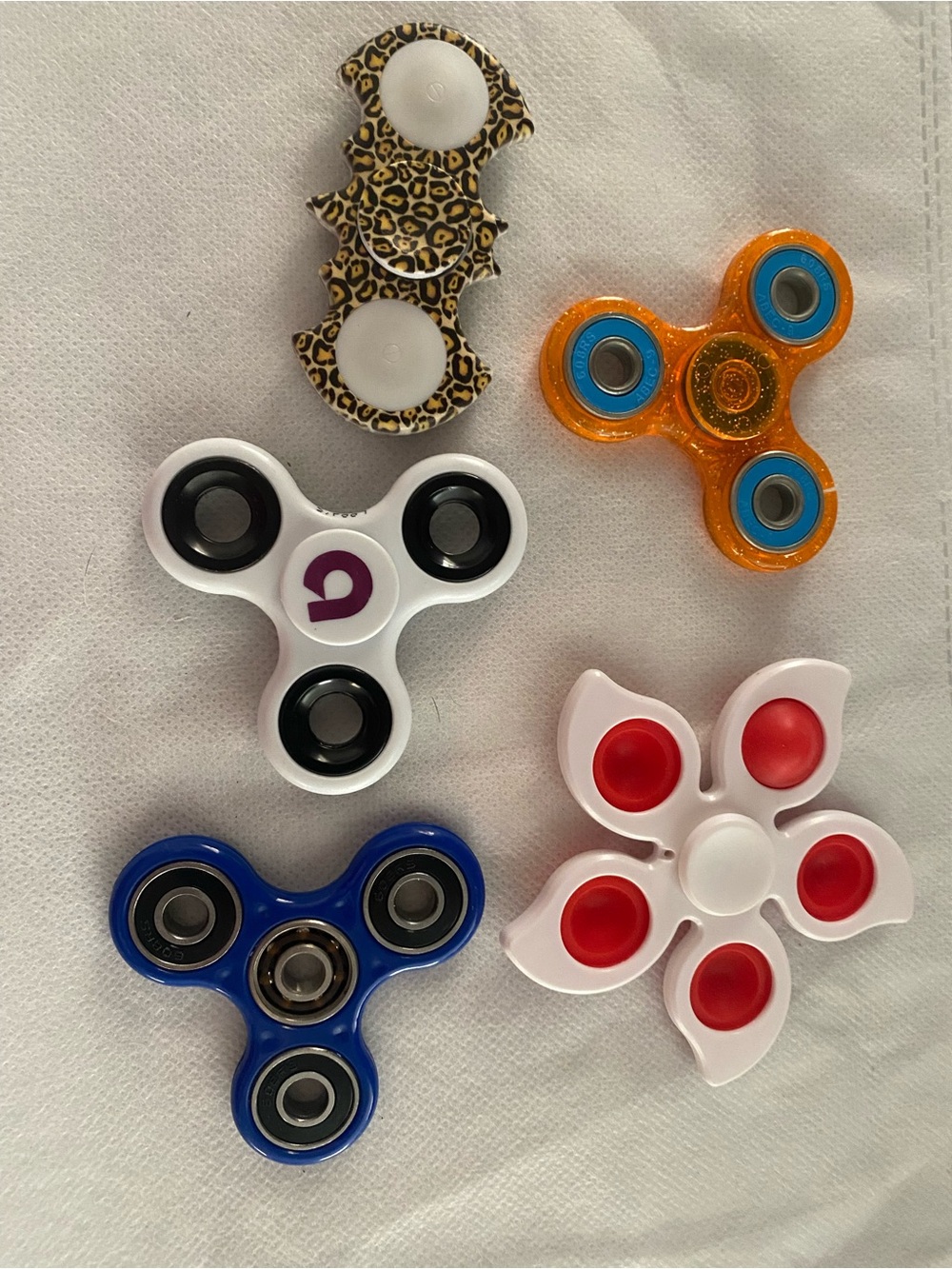 Fidget Spinner Lot Metal Plastic Set 5 Spinner Toys Bat Pop It Glitter Toy